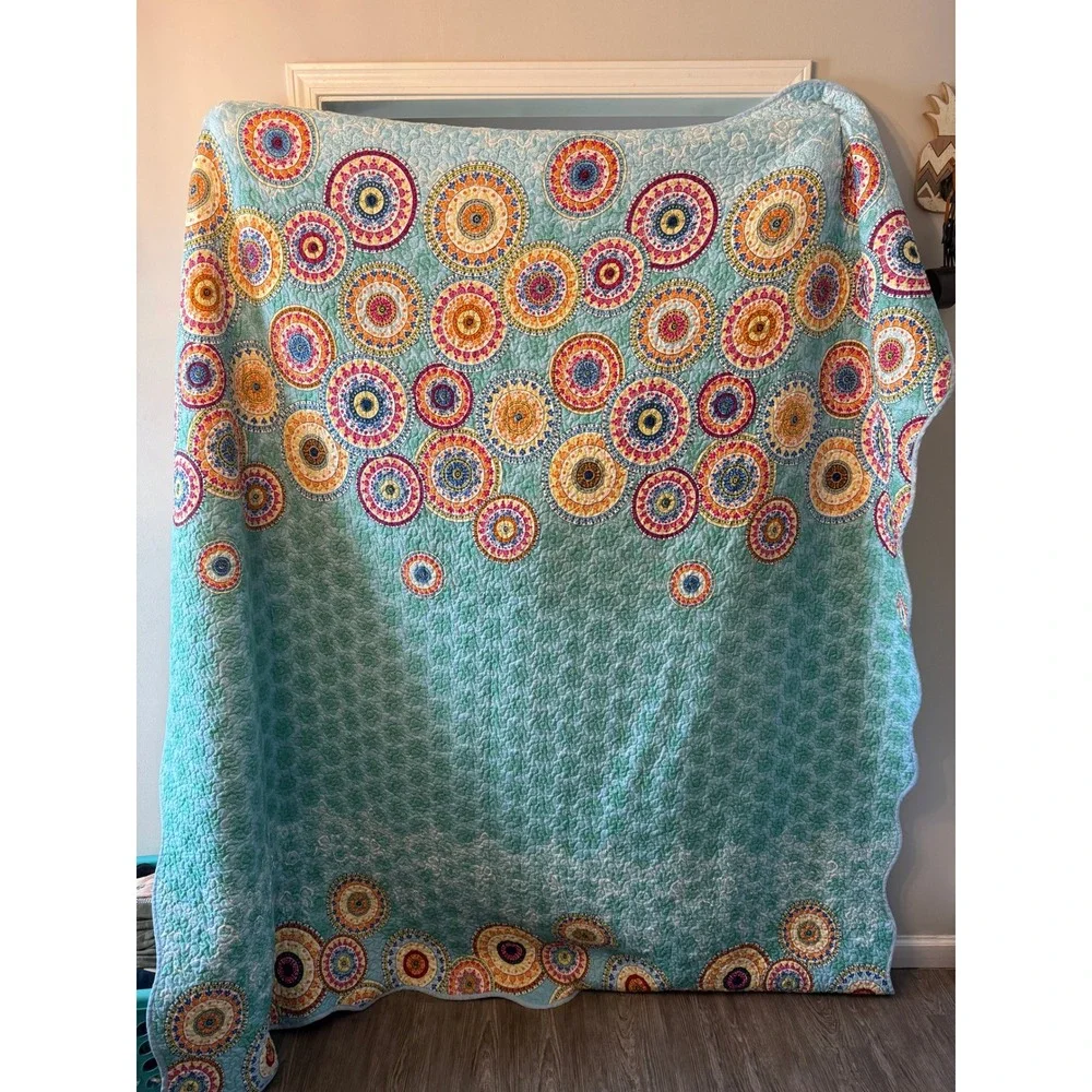 Vintage Retro Colorful Medallion Quilt 81